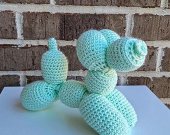 Crochet Balloon Dog - Amigurumi Balloon Dog - Crochet Animal - Balloon Animal Crochet - Mint Green Sparkly Crochet Balloon Dog - Dog Stuffie