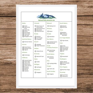 National Parks and Forests Checklist Printable National Parks and ...