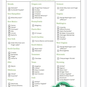National Forests Checklist - Printable National Forests Road Trip ...