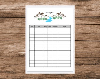 Afdrukbare wandeling-tracker - logboek van dagwandeling - logboek van natuurwandeling - afdrukbare dagwandeling-tracker - afdrukbare natuurwandeling-tracker - afdrukbare wandeling