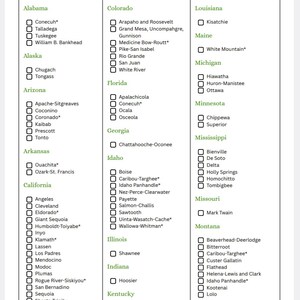National Forests Checklist - Printable National Forests Road Trip ...