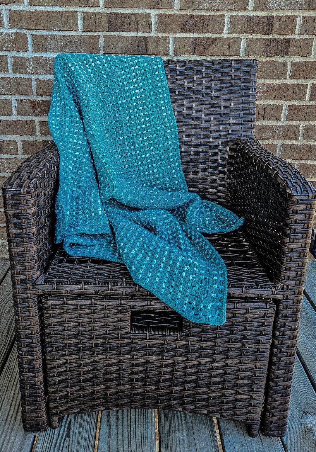 Blue and Teal Crochet Baby Blanket Handmade Crochet Baby Blanket Blue