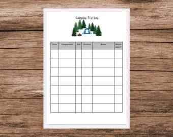 Afdrukbaar kampeertriplogboek - campingtracker - campinglogboek - afdrukbare campingtriptracker - campinglogboek - campingtracker