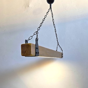 Wood Beam Pendant Lamp with LED Strip and Remote Control