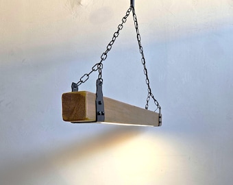 Wood Beam Pendant Lamp with LED Strip and Remote Control