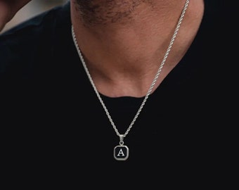 A-Z Initial Letter Pendant Necklace Men Simple Charm Necklace For Men