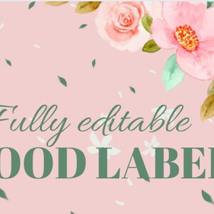 Rótulos de alimentos Boho rosa editáveis | Download Digital Instantâneo | Arquivo digital Canva l Modelo de cartão de buffet minimalista moderno l Download instantâneo