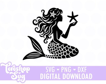 Mermaid svg, Mermaid cut files, ,Mermaid Clipart, Mermaid silhouette, Png, Cut files for Cricut, Silhouette, COD008