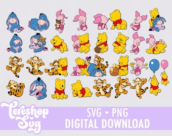 Baby Bear SVG, Baby Pooh Svg, Pooh and Friends, Png, Cut files for Cricut, COD036