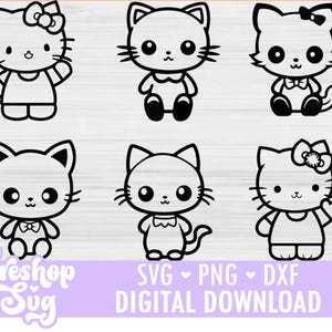 Kawaii Cat SVG, Kawaii Clipart, Cat svg Bundle, Kawaii Cat Png, Cut File for Cricut, COD003