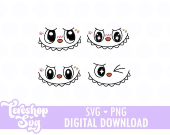 Monster Expressions Svg, Monster Faces svg, Layered svg, Cartoon Svg, Cut files for Cricut, COD010