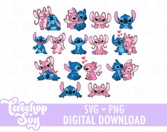 Stitch Svg, Angel Svg, Cute Stitch Angel Couple Svg, Cut files for Cricut, COD028