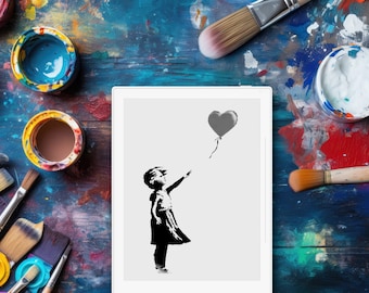Girl with Balloon by Banksy | reMarkable 2 Sleep Screen, Supernote and BOOX Screensaver | (PNG and PDF)
