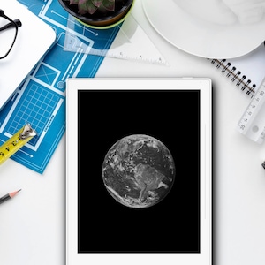 Earth in Stunning Monochrome | reMarkable 2 Sleep Screen, Supernote and BOOX Screensaver | PNG and PDF