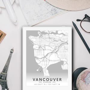 Elegante Vancouver City Map Kunstwerk für ruhige Exploration | reMarkable 2 Sleep Screen, Supernote und BOOX Bildschirmschoner | PNG und PDF