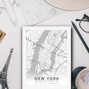 Ingewikkelde stadsplattegrond van New York in oogverblindend detail | ReMarkable 2 Sleep Screen, Supernote en BOOX-screensaver | PNG en pdf