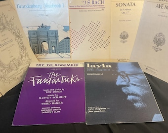Vintage Lot of 7 Assorted Sheet Music Classical Bach Beethoven Clapton Jones