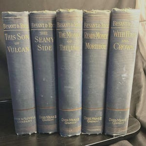 Lot Of 5 Vol Vintage Victorian Antique 1800s Besant & Rice Original Lib Ed. RARE | Hardcover Book Lot