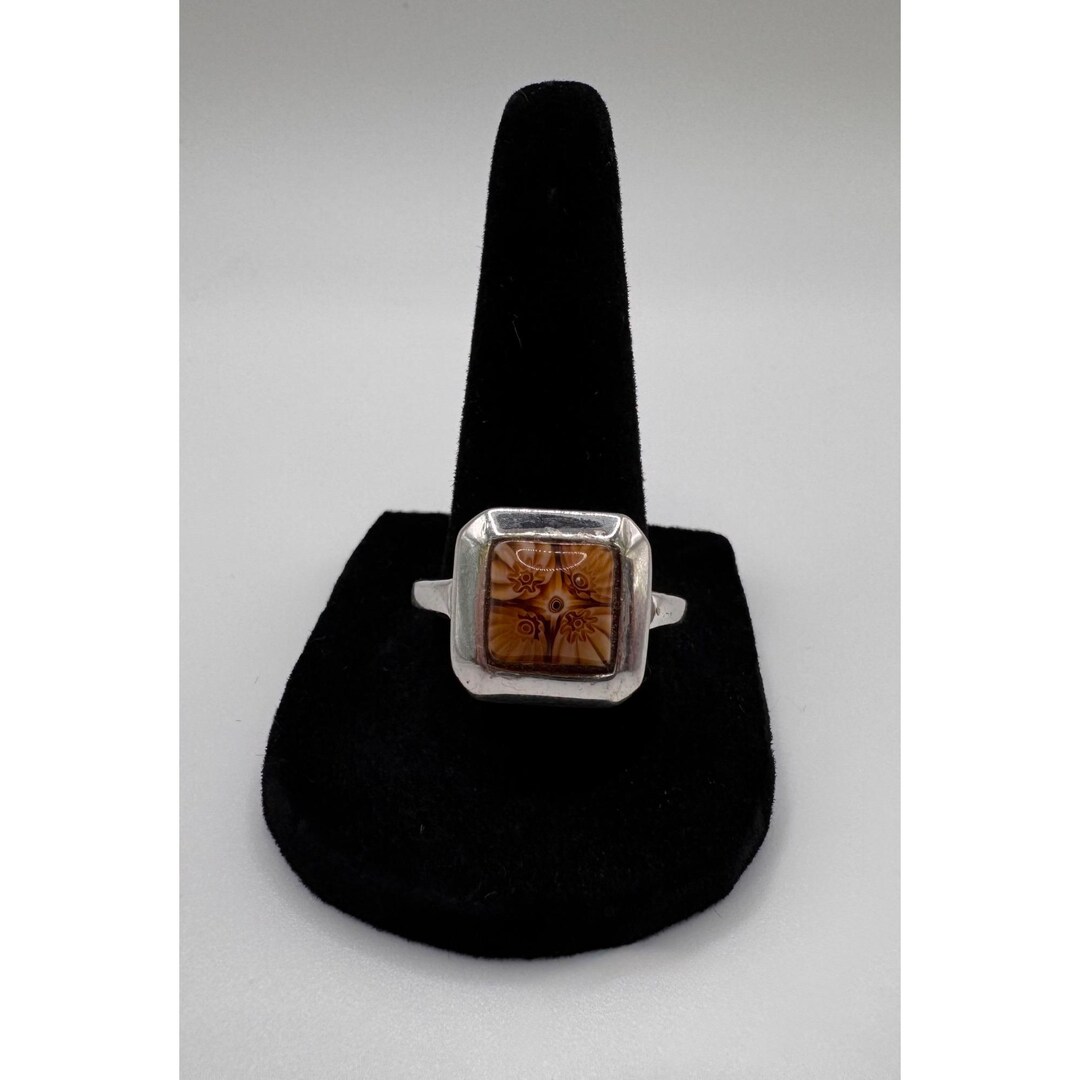 Signed Alan K 925 Millefiori Glass Ring Size 9.5 Sterling Silver ...