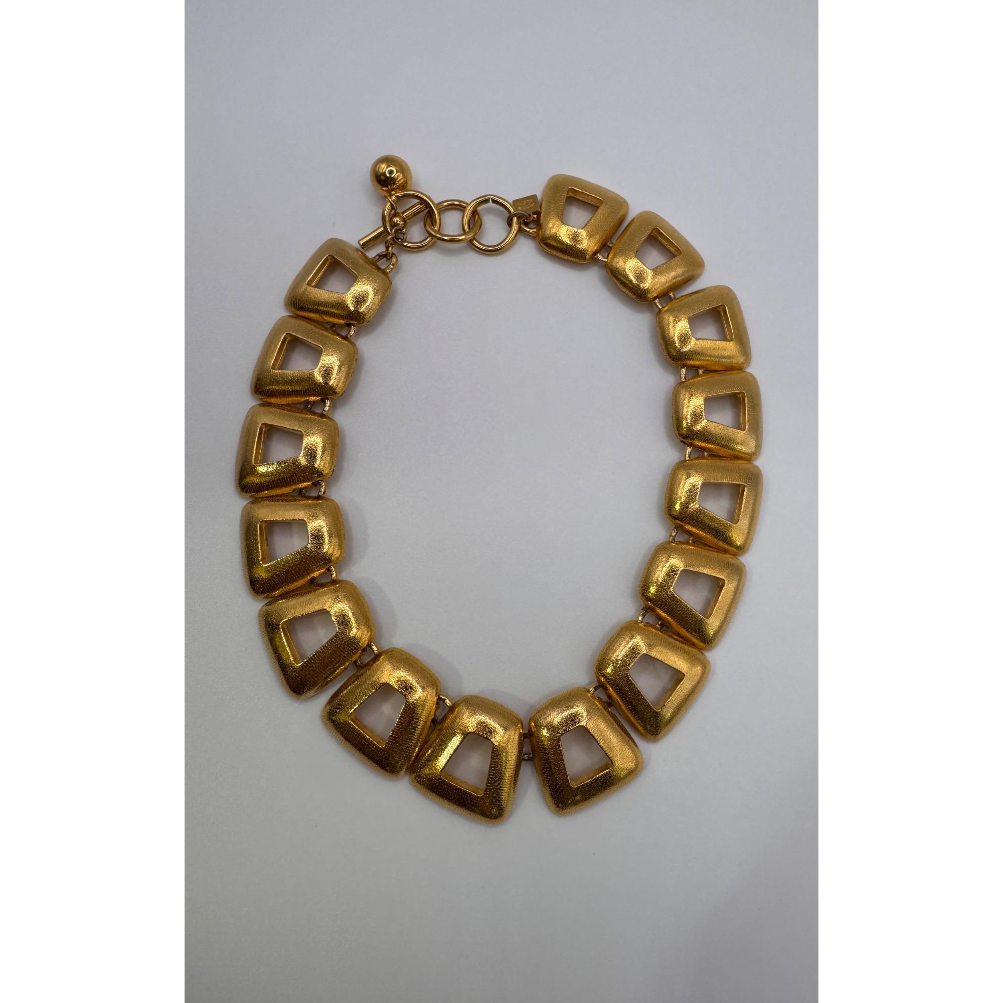 VTG Anne Klein Double Lion Belt Necklace Retro Ribbed Gold Tone 1970s Bold 24\