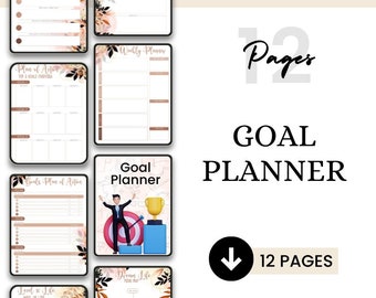 Goal Planner / Smart Goal Kit / Planning / Vision Board Printables / Productivity / Habit Tracker / 2024 Goals Tracker / Notion Tracker