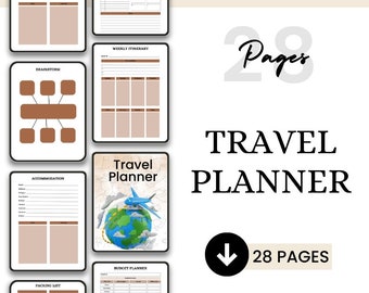 Digital Travel Planner / Vacation Budget Tracker / Trip Itinerary / Packing List / Checklist / Bucket List