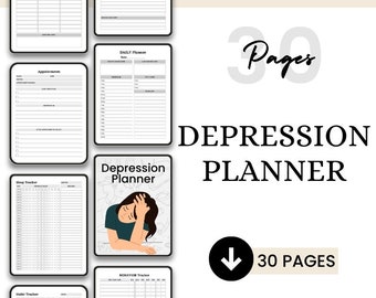 Mental Health Journal / Depression Therapy Planner / Depression Planner / Depression Tracker / Mood Tracker