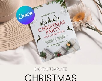 Christmas Party Invitation Card / Modern Xmas / Stylish Greetings / Trendy Seasons / Minimal Xmas / Holiday Card / Merry Christmas