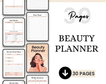 Beauty Planner / Makeup Planner / Beauty Routine / Beauty Journal / Skincare Tracker / Haircare Routine / Skincare Planner / Glow Up Planner