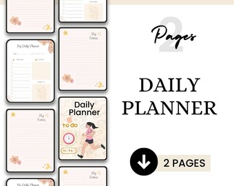 Daily Planner / Minimalist Digital Planner / Printable Planner / Daily agenda / Daily Diary For Goal-Setting / To-Dos / Habit-Tracking
