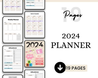 2024 Digital Planner / Minimalist Planner / Daily Weekly Monthly Planner / Time Blocking Template / Work Day Schedule