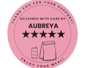 Delivery Customizable Stickers | Thank You For Your Support and Enjoy Your Meal | UberEats | DoorDash | Delivered With Care | Boost Ratings