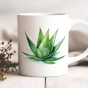 Aloe Vera Coffee Mug 11oz, Houseplant Mug, Plant Lover, Green Thumb Gift