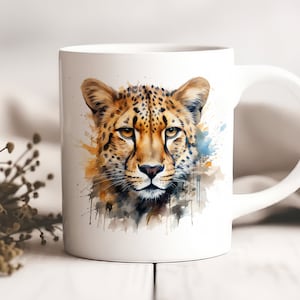 Cheetah Coffee Mug 11oz, Gift for Animal Lover, Wildlife Mug