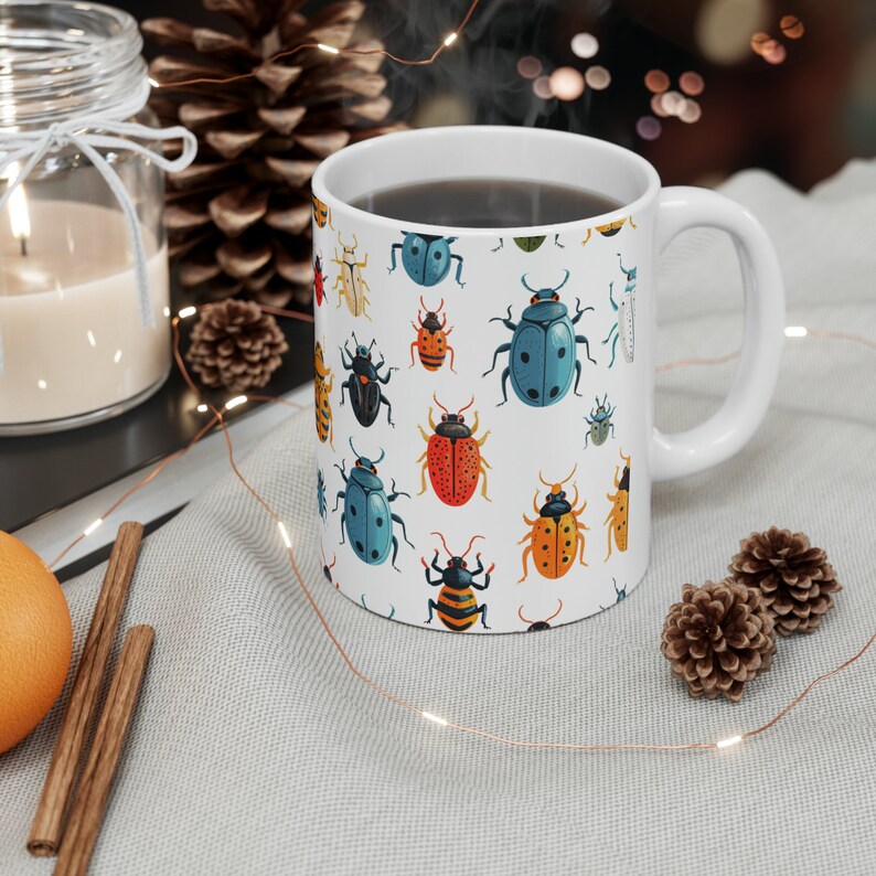 Beetle Swarm Colorful Coffee Mug Insect Creepy-Crawly Cup Fun Colors for Bug Enthusiasts Science Lovers Gift for Friends Family Colleagues image 5