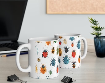 Beetle Swarm Colorful Coffee Mug Insect Creepy-Crawly Cup Fun Colors for Bug Enthusiasts Science Lovers Gift for Friends Family Colleagues