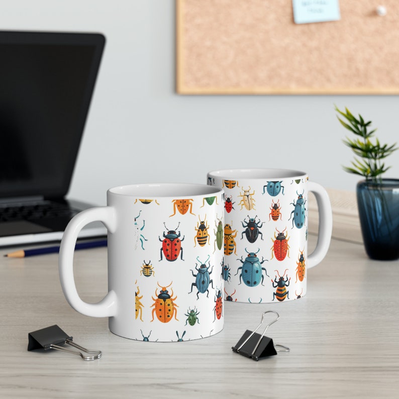 Beetle Swarm Colorful Coffee Mug Insect Creepy-Crawly Cup Fun Colors for Bug Enthusiasts Science Lovers Gift for Friends Family Colleagues image 1