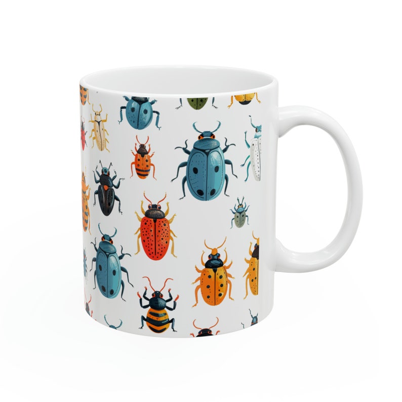 Beetle Swarm Colorful Coffee Mug Insect Creepy-Crawly Cup Fun Colors for Bug Enthusiasts Science Lovers Gift for Friends Family Colleagues image 4