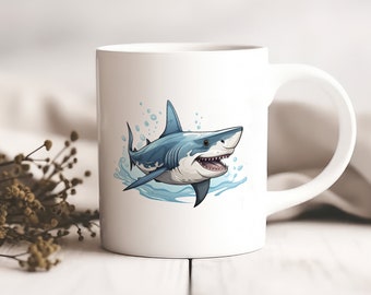 Shark Coffee Mug, Cute Gift for Him, Her, Marine Life Gift, Housewarming Present