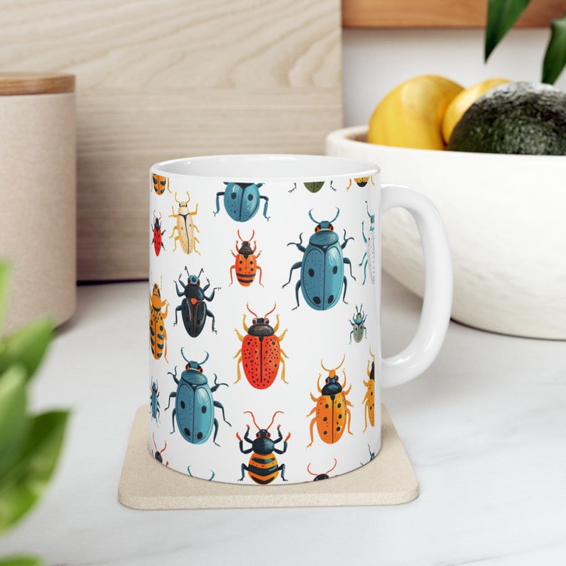 Beetle Swarm Colorful Coffee Mug Insect Creepy-Crawly Cup Fun Colors for Bug Enthusiasts Science Lovers Gift for Friends Family Colleagues image 6