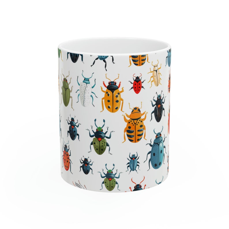 Beetle Swarm Colorful Coffee Mug Insect Creepy-Crawly Cup Fun Colors for Bug Enthusiasts Science Lovers Gift for Friends Family Colleagues image 2