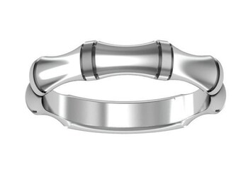 Bambusring aus massivem 14-karätigem Gold, Stapelring (3,8 mm)