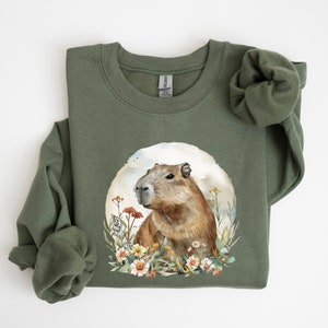 Women&#39;s Watercolor Capybara Sweatshirt, Capybara Mother&#39;s Day Gift for Her