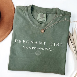 Dziewczyna w ciąży lato, koszulka z ogłoszeniem ciąży, koszulka z informacją o ciąży, koszulka z nadrukiem oversize dla kobiet, prezent na baby shower, koszulka dla nowej mamy