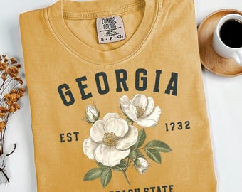 Georgia Tshirt, Cherokee Rose Grafik T-Shirt, The Pfirsich Zustand T-Shirt, Vintage Blumen Zustand Shirt, Georgia Zustand Blume, südlichen Urlaub T-Shirt