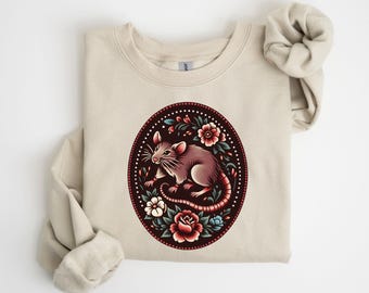 Moletom de rato, camiseta tradicional de rato floral, presente para amantes de ratos, camiseta para nova mãe de rato, presente para animais de estimação, camiseta com estampa de rato, ideias exclusivas para presentes para ela
