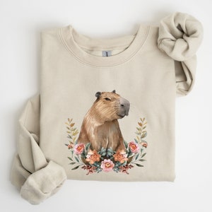Women&#39;s Watercolor Capybara Sweatshirt, Capybara Mother&#39;s Day Gift for Her