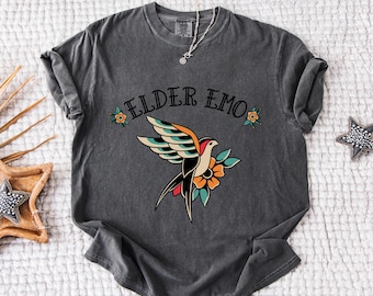 Elder Emo Tshirt, American Traditional Graphic Tee, Unisex Birthday Gift for Her & Him, Punk Rock Concert Shirt, Emo Nite T-shirt, Punk Gift