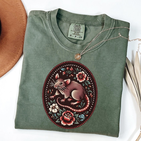 Comfort Colors Rat T-shirt, Rat Lover Gift, Traditional Floral Rat Shirt, New Rat Mom, Rat Graphic Tee, Pet Gift, Unique Gift Ideas for Her