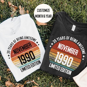 Birthday Milestone Tshirt for Men & Women, Vintage Retro Graphic Tee, Custom Birthday Shirt, Personalized Milestone Year Birthday T-shirt